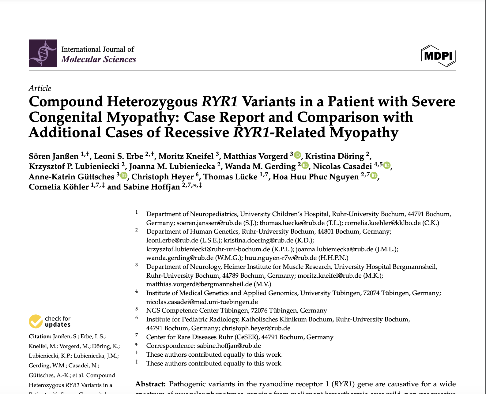 Compound Heterozygous RYR1 Variants in a Patient with Severe Congenital Myopathy: Case Report and Comparison with Additional Cases of Recessive RYR1-Related Myopathy